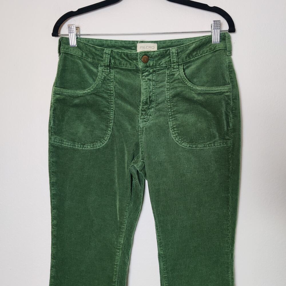 Pilcro Anthropologie The Icon Green Corduroy Mid Rise Flare Pants 29 Retro 70s - Picture 4 of 13